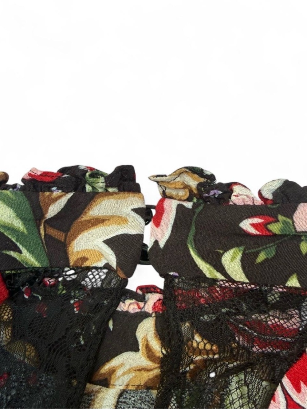 Zara Black Dress with Red & Pink Floral Print lace and ruffle details - Picture 6 of 8